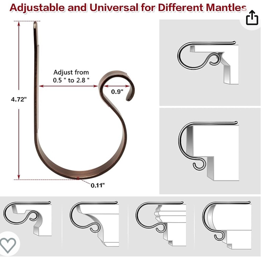 NIB 7pc MantlebClip Stocking Holders